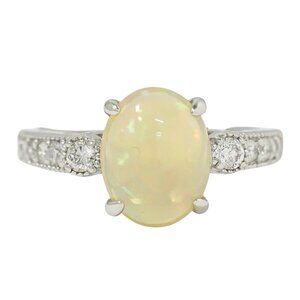 Opal 1.48ct Diamond 0.25ct Ring Pt900 Platinum US 5.5 4.6g